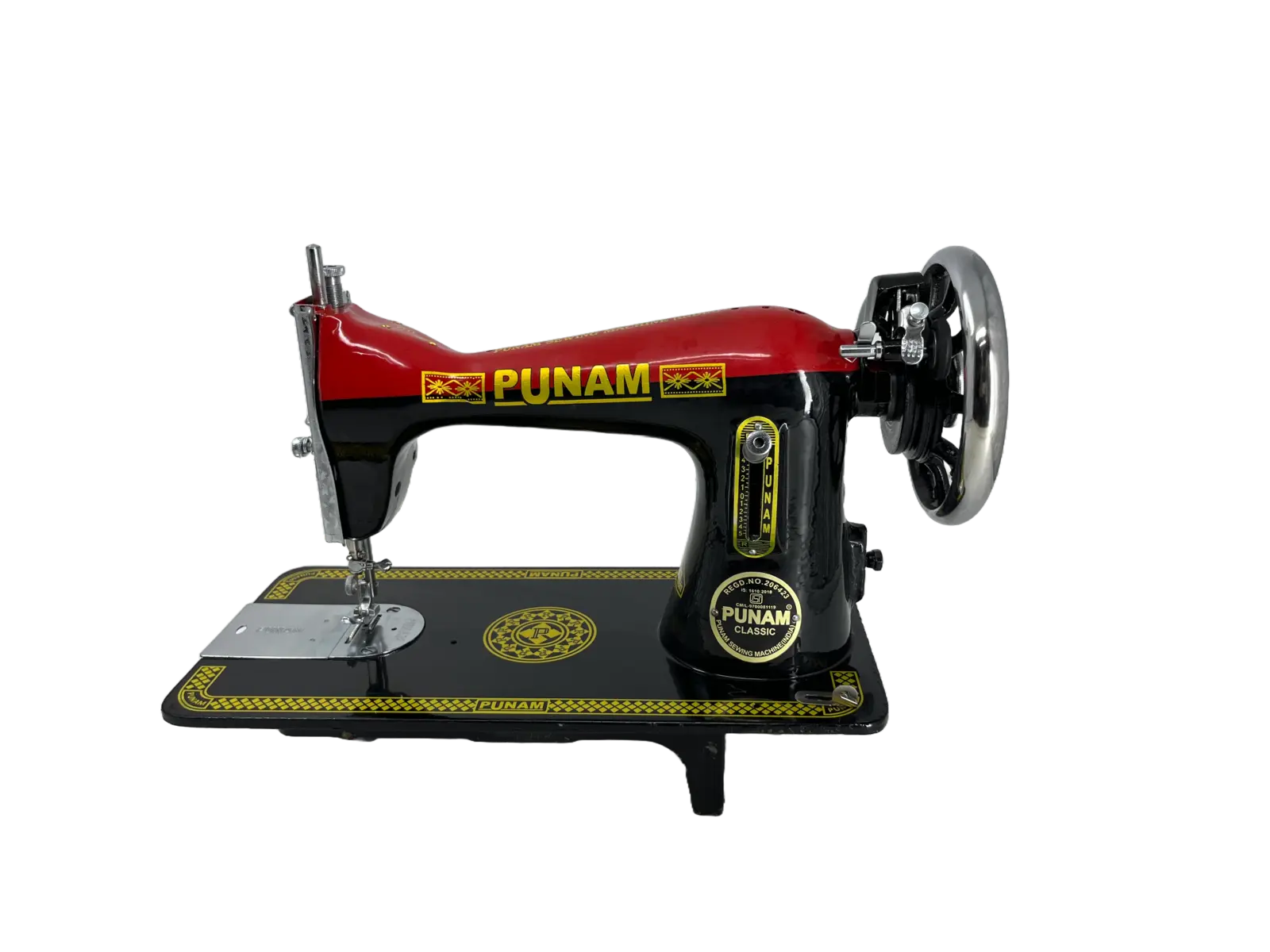 PUNAM Classic Tailor SV सिलाई मशीन — लाल-काला — लाल-काला