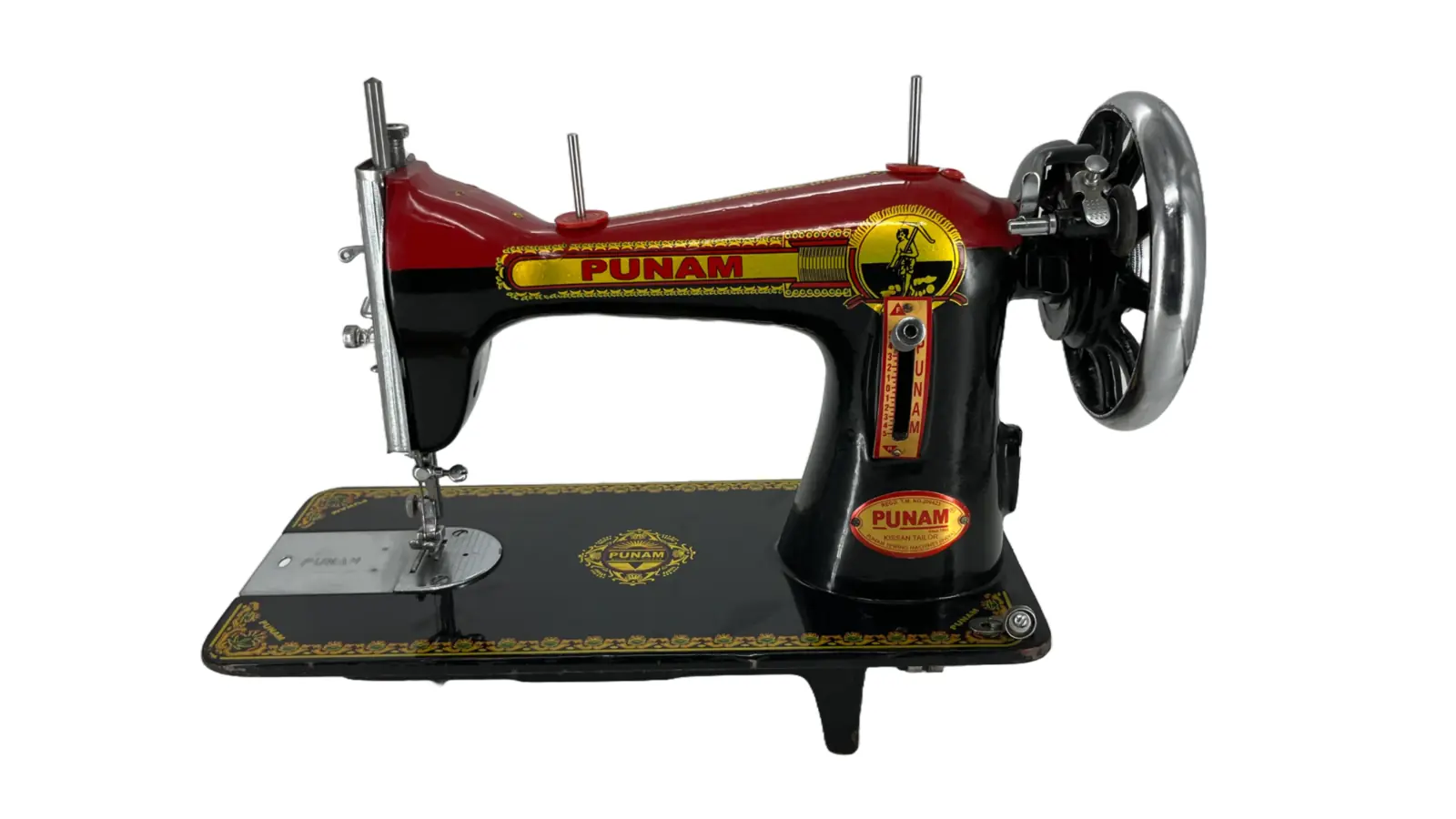 PUNAM Kissan Tailor SV सिलाई मशीन — लाल-काला — लाल-काला